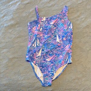 Girls Lilly Pulitzer swimsuit size 14 pink, white, and blue fireworks print